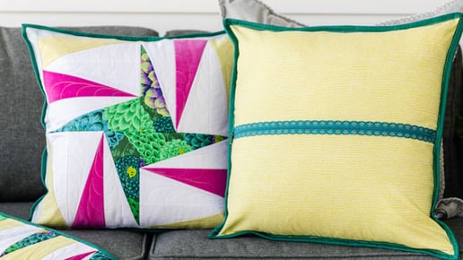 Yellow, Green, and Purple Machine embroidery made pillows